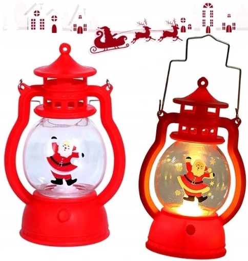 Lampion Led Latarnia Baterie Mikołaj Świąteczna Dekoracja Boże Narodzenie