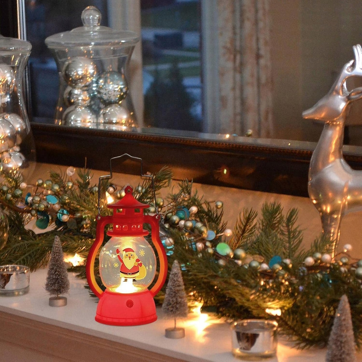 Lampion Led Latarnia Baterie Mikołaj Świąteczna Dekoracja Boże Narodzenie