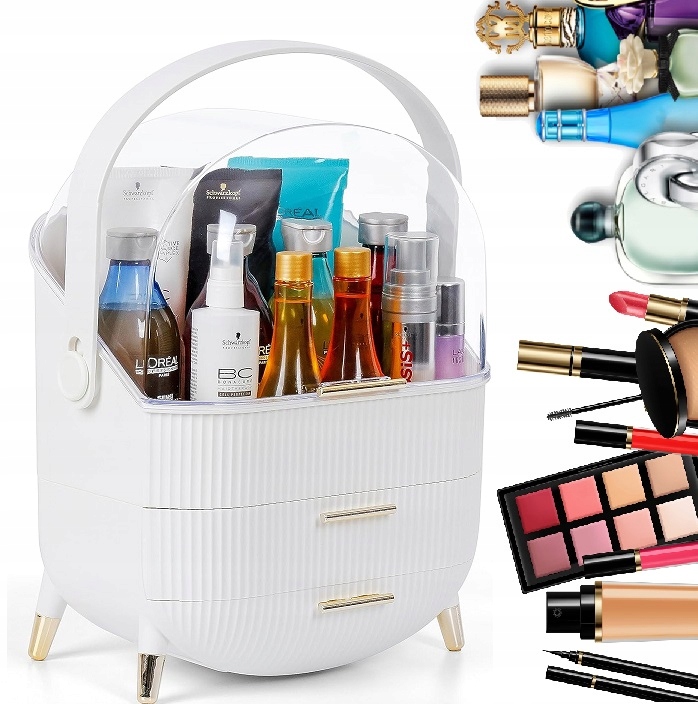 Szkatułka Organizer Szafka Kuferek Na Kosmetyki Kosmetyczka Damska Biała