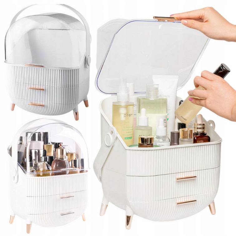 Szkatułka Organizer Szafka Kuferek Na Kosmetyki Kosmetyczka Damska Biała