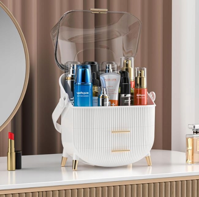 Szkatułka Organizer Szafka Kuferek Na Kosmetyki Kosmetyczka Damska Biała