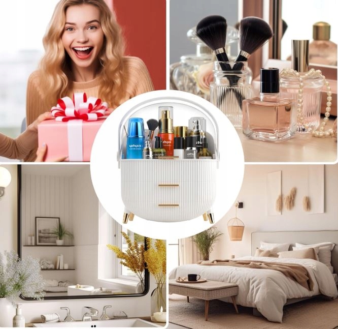 Szkatułka Organizer Szafka Kuferek Na Kosmetyki Kosmetyczka Damska Biała