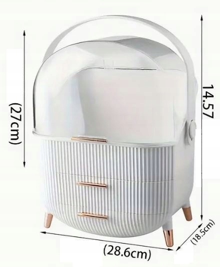 Szkatułka Organizer Szafka Kuferek Na Kosmetyki Kosmetyczka Damska Biała