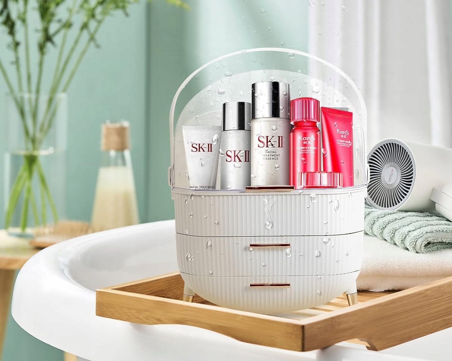 Szkatułka Organizer Szafka Kuferek Na Kosmetyki Kosmetyczka Damska Biała