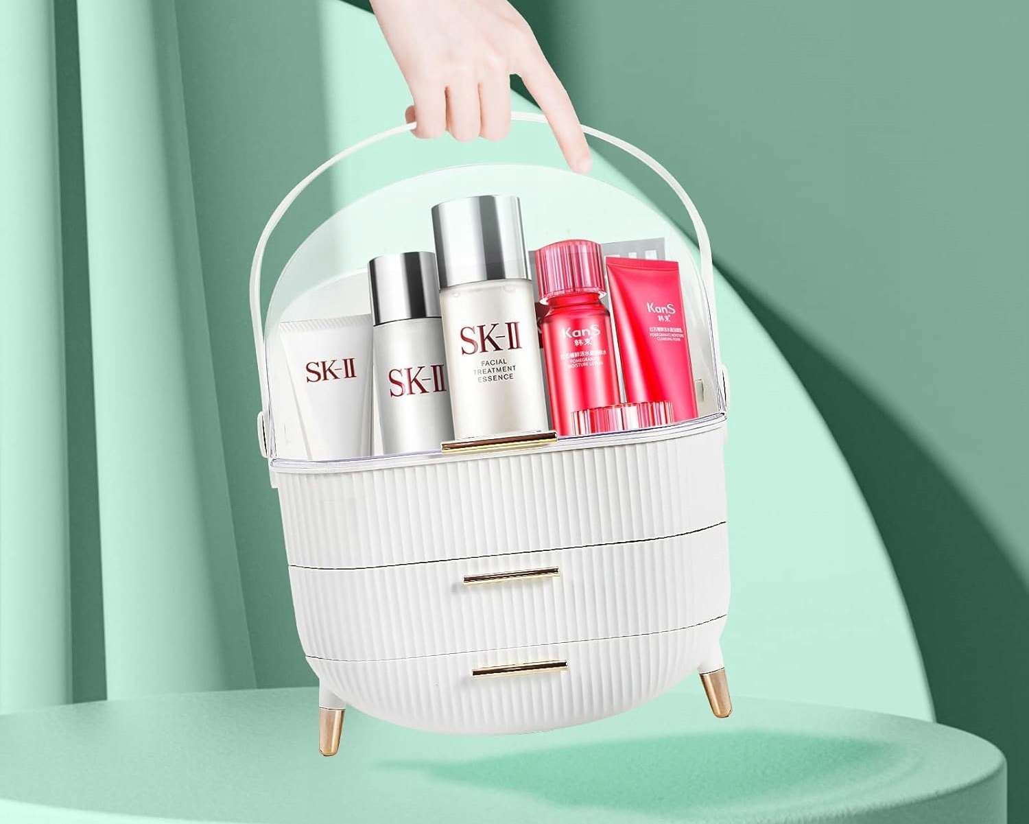 Szkatułka Organizer Szafka Kuferek Na Kosmetyki Kosmetyczka Damska Biała