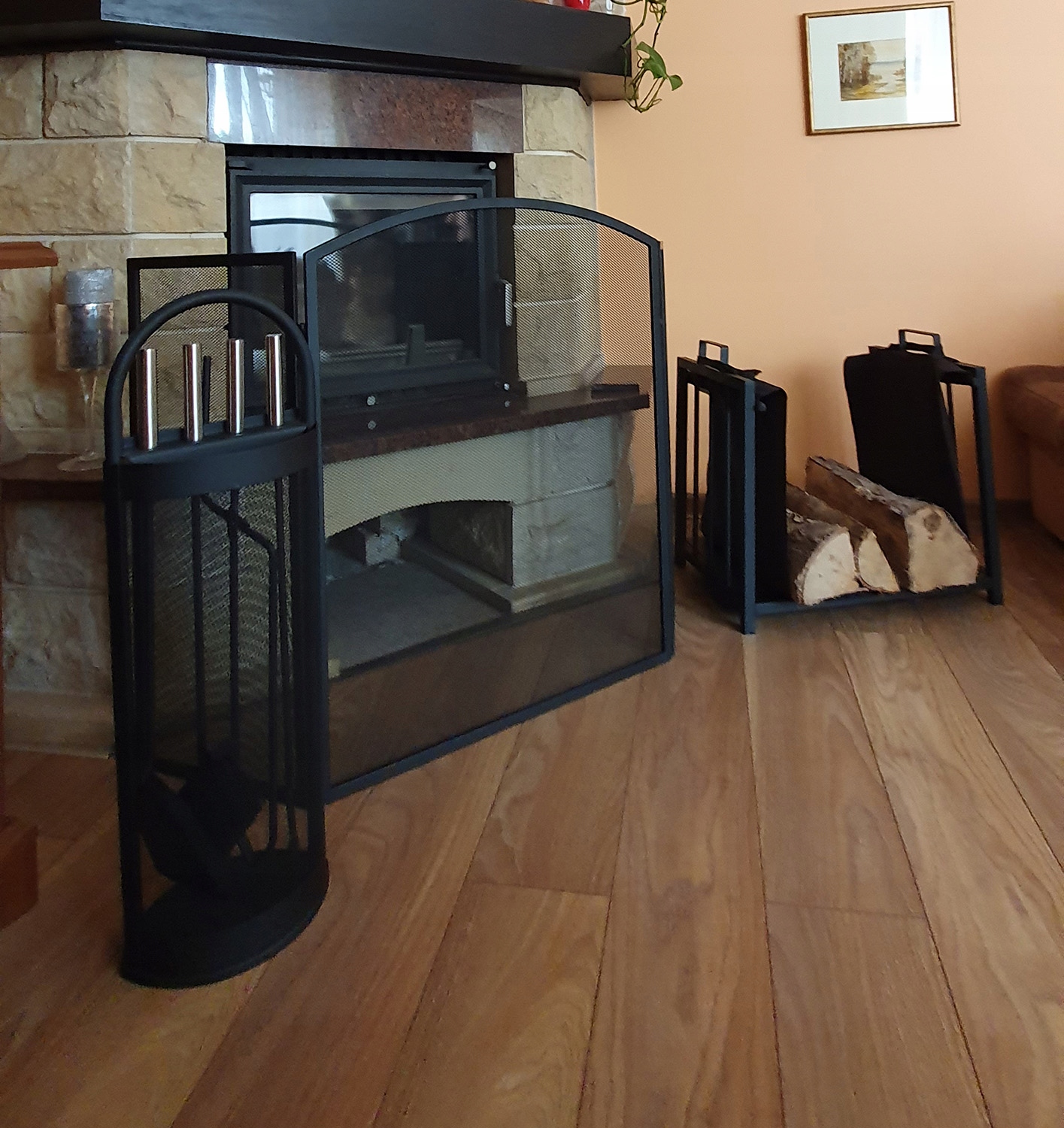 Przybory Kominkowe Akcesoria Do Kominka Stojak Zestaw 5w1 Metalowy Do Pieca