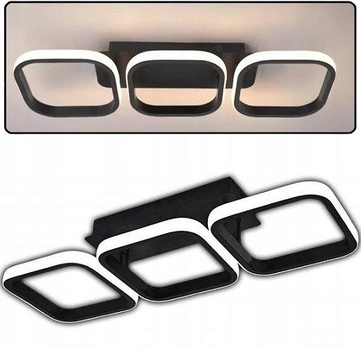 Nowoczesna Lampa Sufitowa Wisząca Led Kwadrat Plafon Żyrandol Modern Czarna