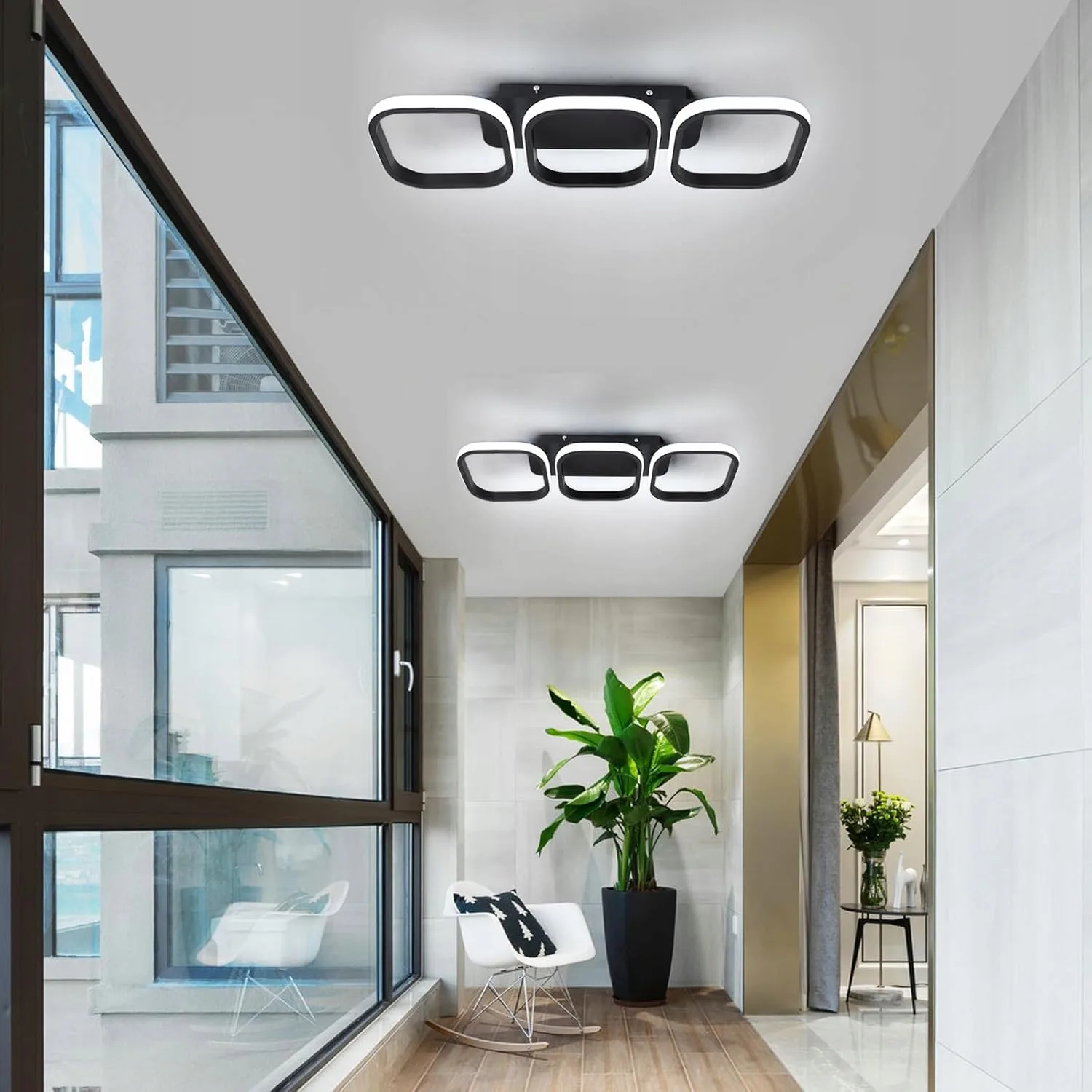 Nowoczesna Lampa Sufitowa Wisząca Led Kwadrat Plafon Żyrandol Modern Czarna