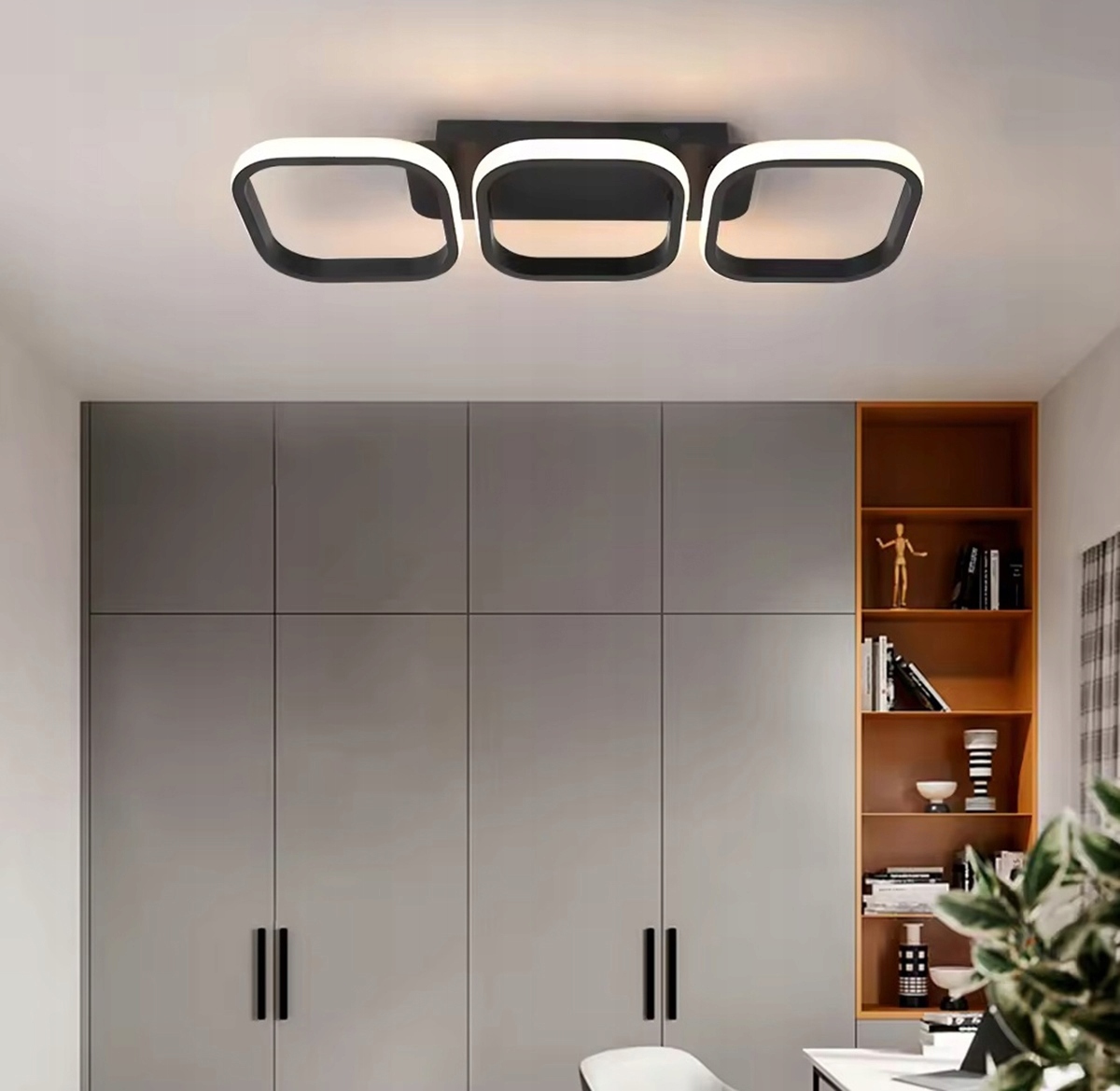 Nowoczesna Lampa Sufitowa Wisząca Led Kwadrat Plafon Żyrandol Modern Czarna