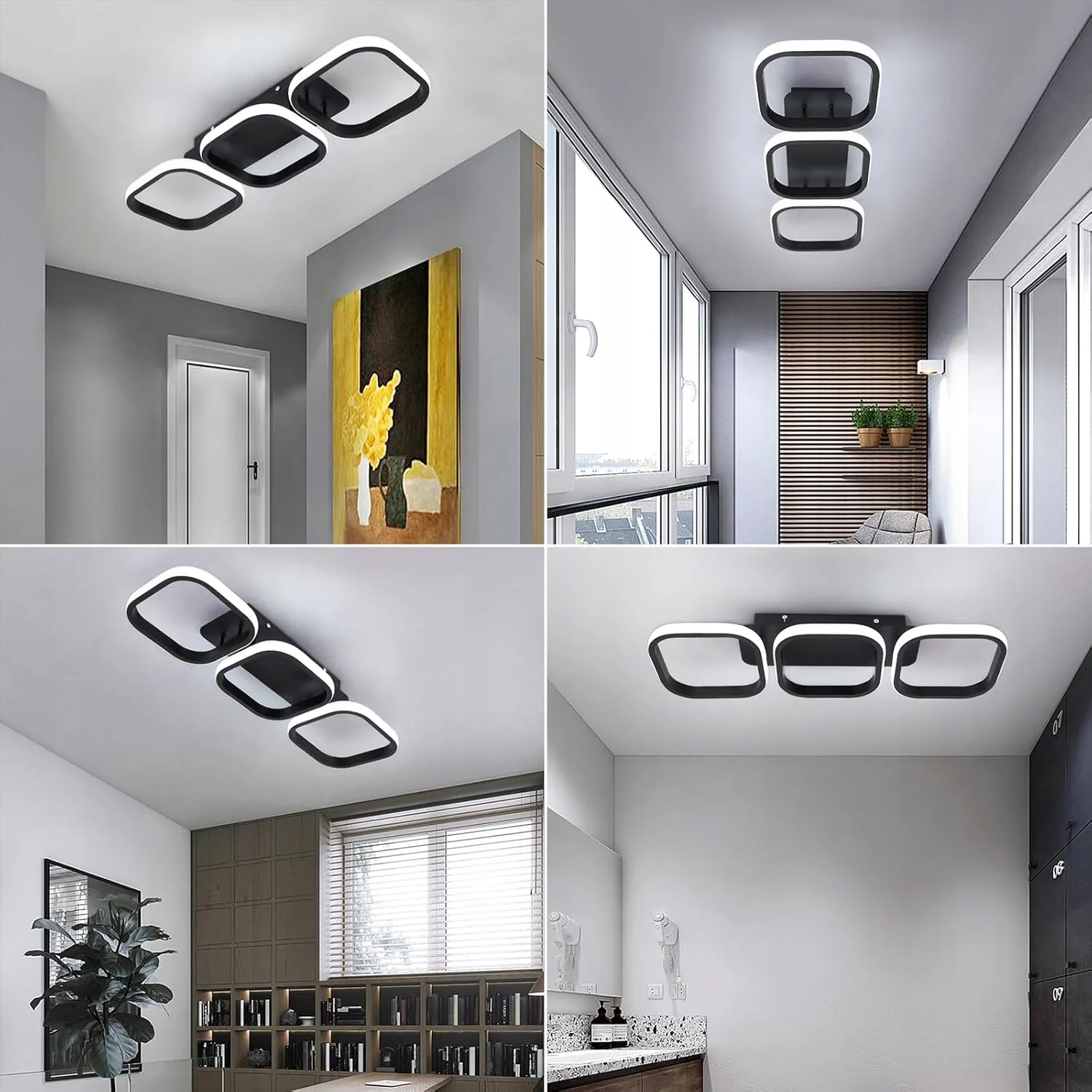 Nowoczesna Lampa Sufitowa Wisząca Led Kwadrat Plafon Żyrandol Modern Czarna