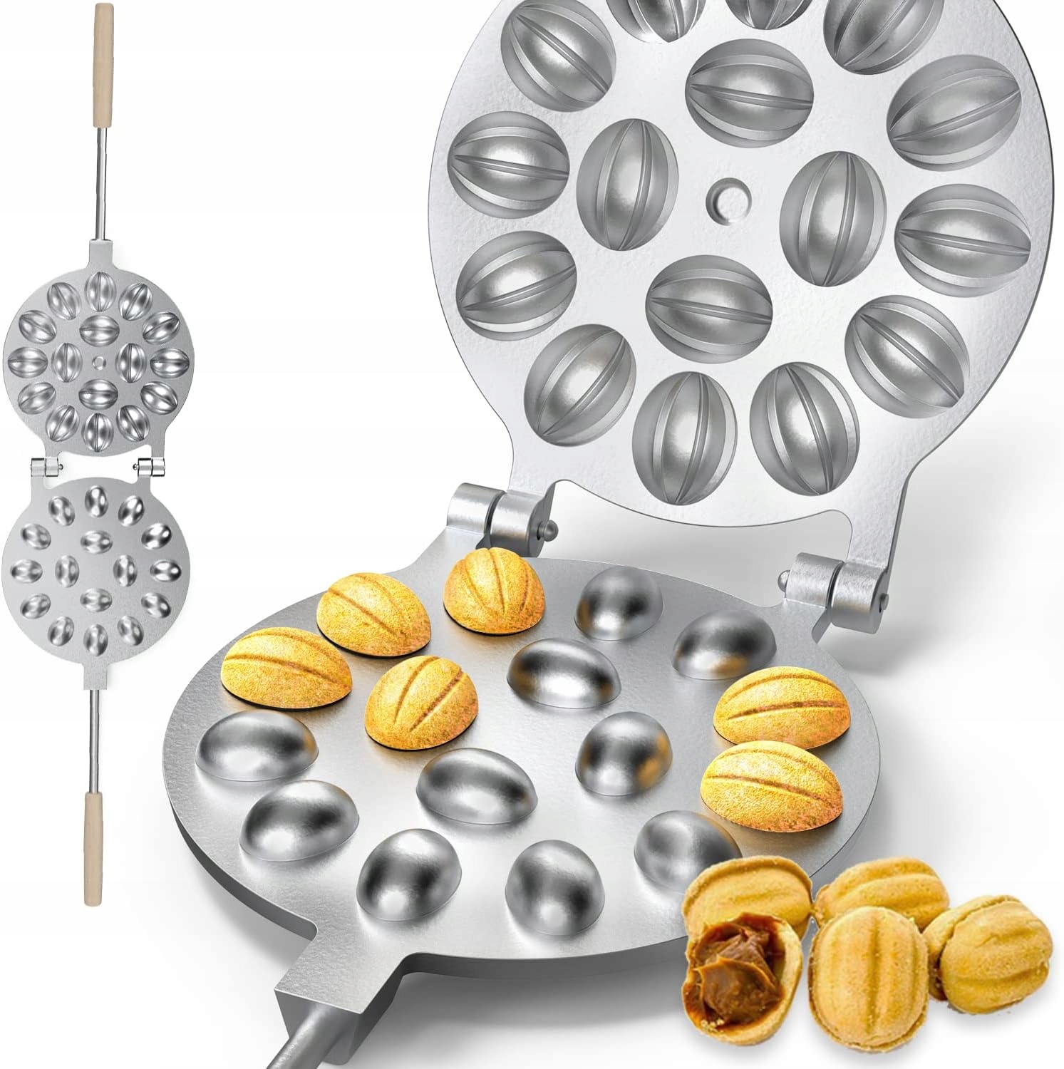 Opiekacz Forma Do Pieczenia Orzeszków Żeliwna Na Gaz Elektryczna 16 Połówek