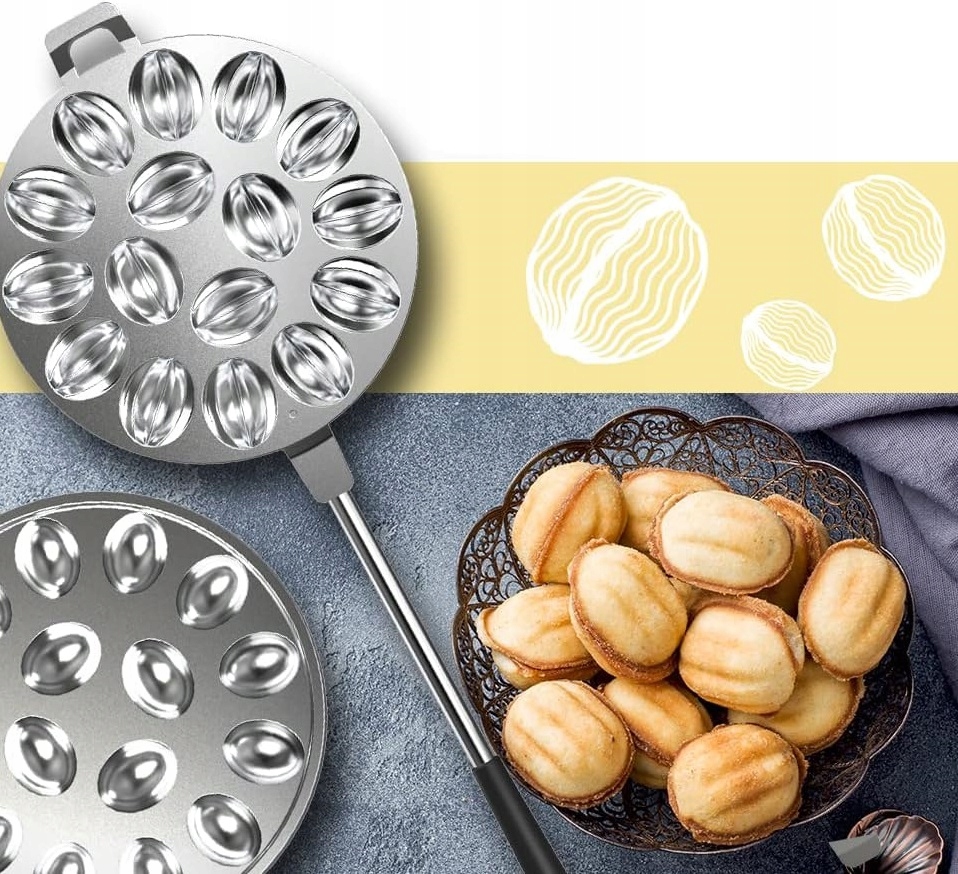 Opiekacz Forma Do Pieczenia Orzeszków Żeliwna Na Gaz Elektryczna 16 Połówek