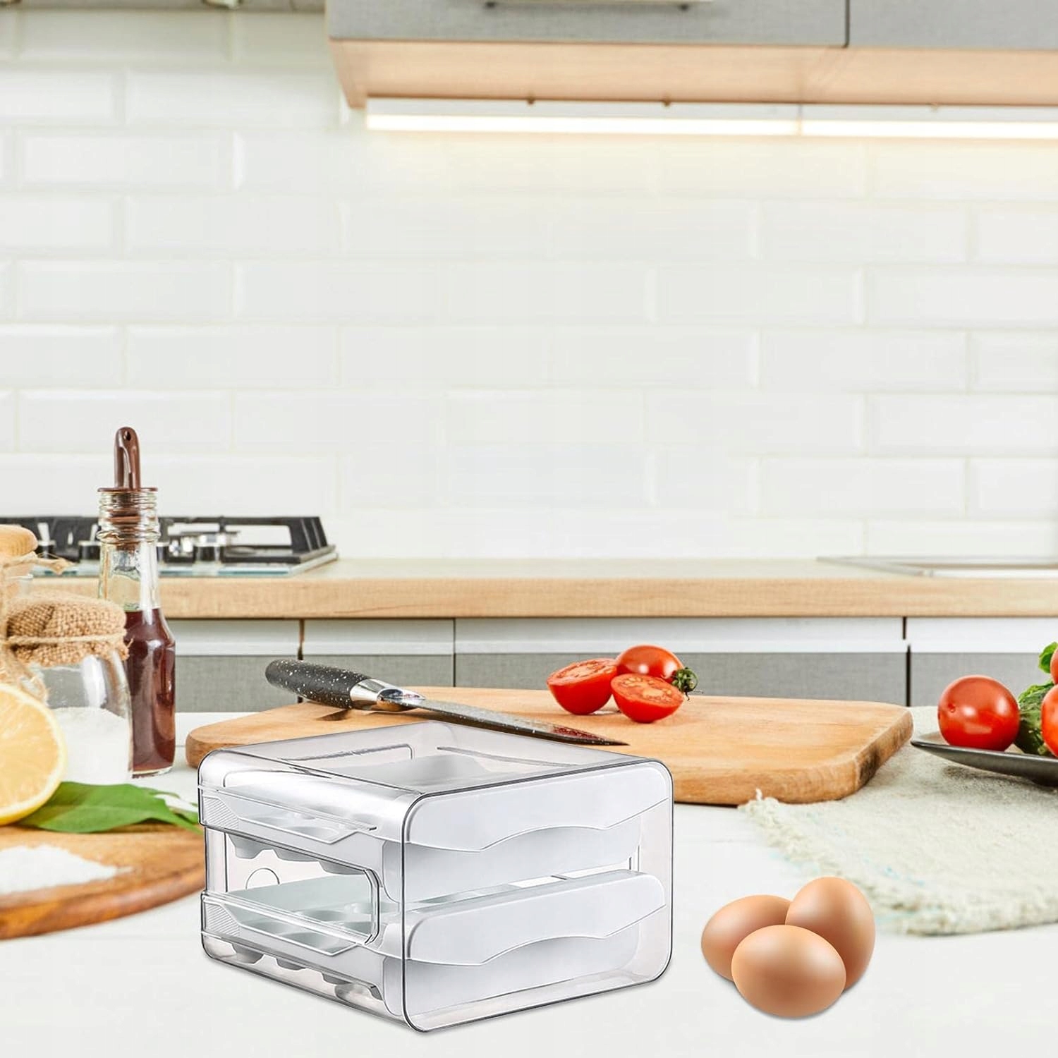 Pojemnik Do Jajek Na Jajka Pudełko Organizer Kuchenny Do Lodówki Piętrowy