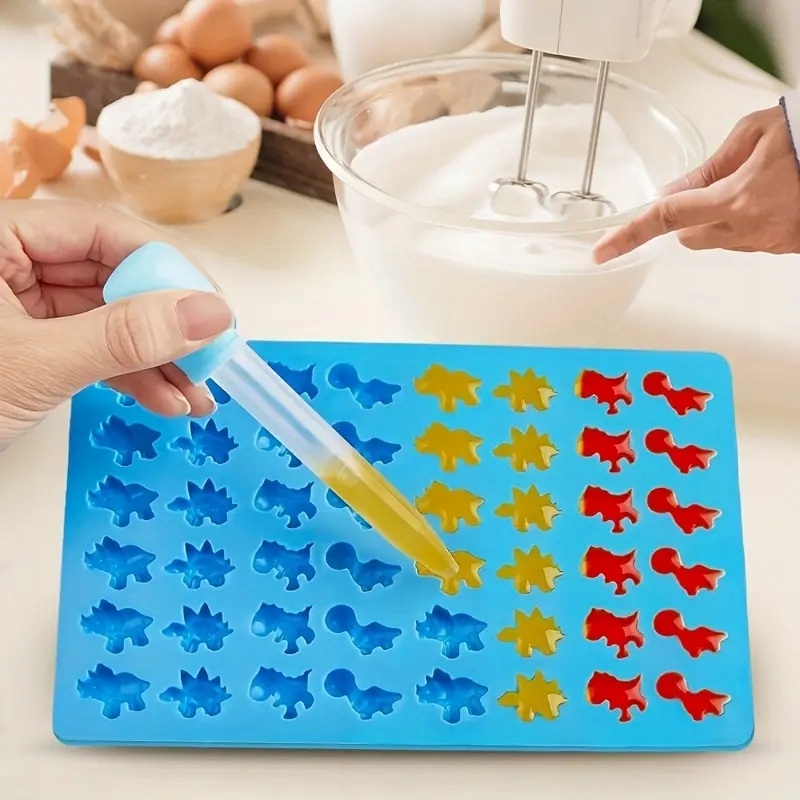Foremka Silikonowa Na Żelki Dinozaury Z Pipetą 48 Żelków Żelowe Dino