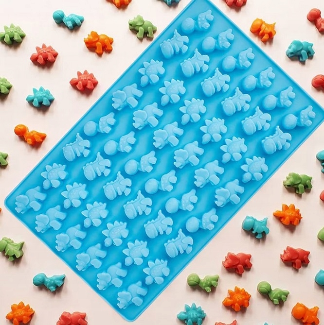 Foremka Silikonowa Na Żelki Dinozaury Z Pipetą 48 Żelków Żelowe Dino