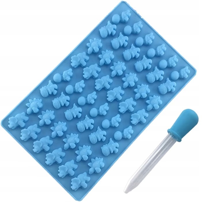 Foremka Silikonowa Na Żelki Dinozaury Z Pipetą 48 Żelków Żelowe Dino