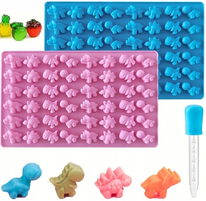 Foremka Silikonowa Na Żelki Dinozaury Z Pipetą 48 Żelków Żelowe Dino