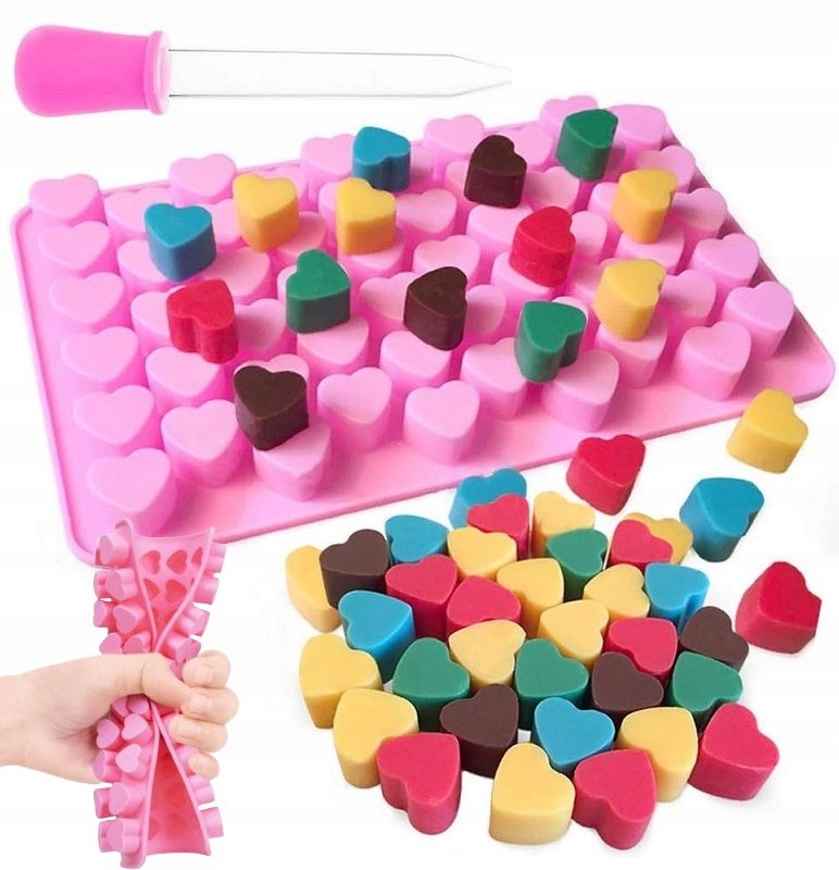 Foremka Silikonowa Na Żelki Sercaz Pipetą 55 Żelków Żelowe Serduszka