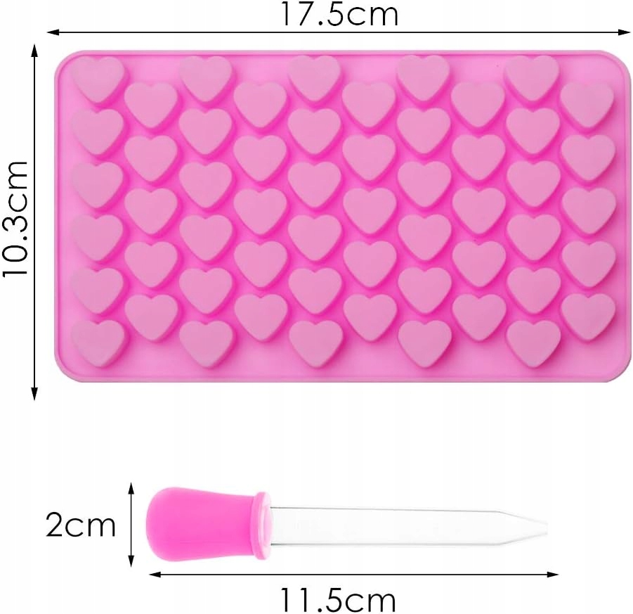Foremka Silikonowa Na Żelki Sercaz Pipetą 55 Żelków Żelowe Serduszka