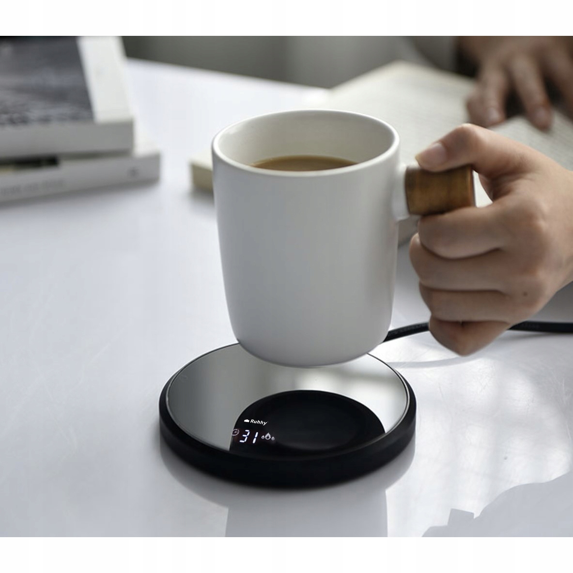 Elektryczny Podgrzewacz Do Kawy Herbaty Kubek Łyżka Zestaw Na Prezent Box