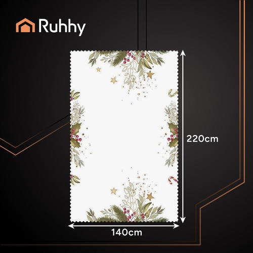 Obrus Świąteczny Na Stół Plamoodporny Boże Narodzenie Biały 140x220cm