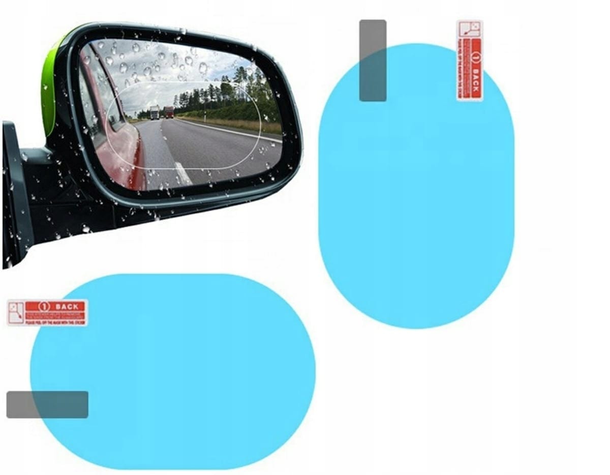 2x Nano Folia Naklejka Wodoodporna Na Lusterka Lusterko Deszcz Para Jakość