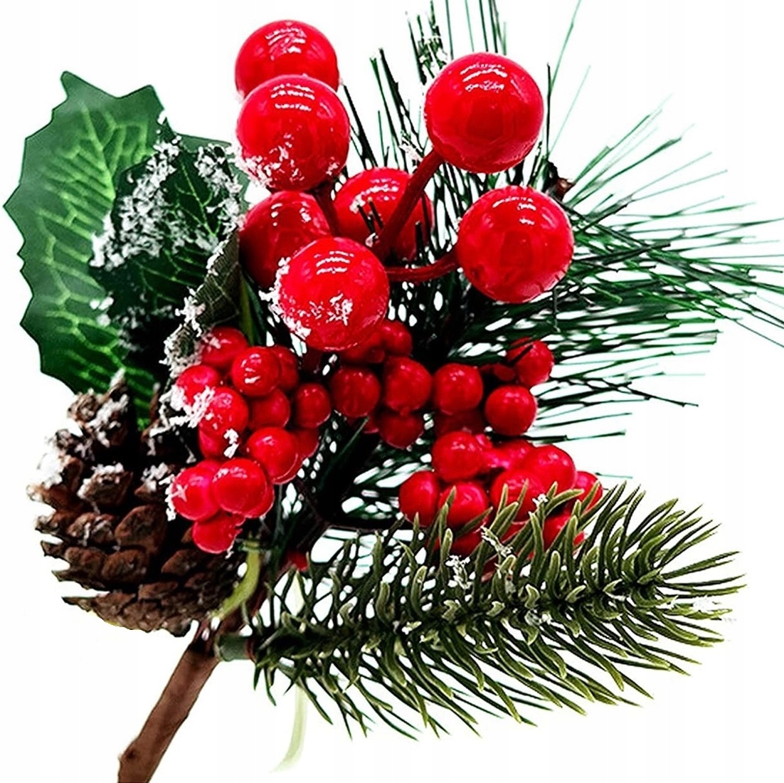 Gałązka Świąteczna Głóg Stroik Dekoracja Ozdoba Jagódki Czerwone Szyszka