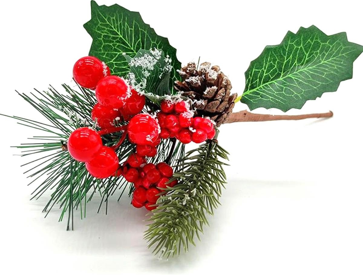 Gałązka Świąteczna Głóg Stroik Dekoracja Ozdoba Jagódki Czerwone Szyszka