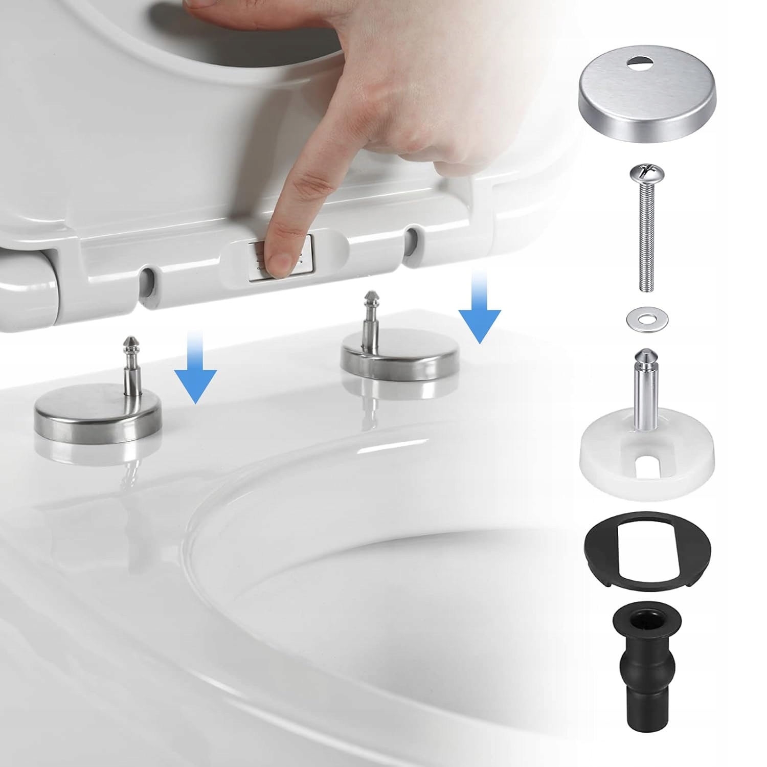 Wymienne Zawiasy Do Deski Sedesowej Wc Nakrętki Mocujące 45mm Para