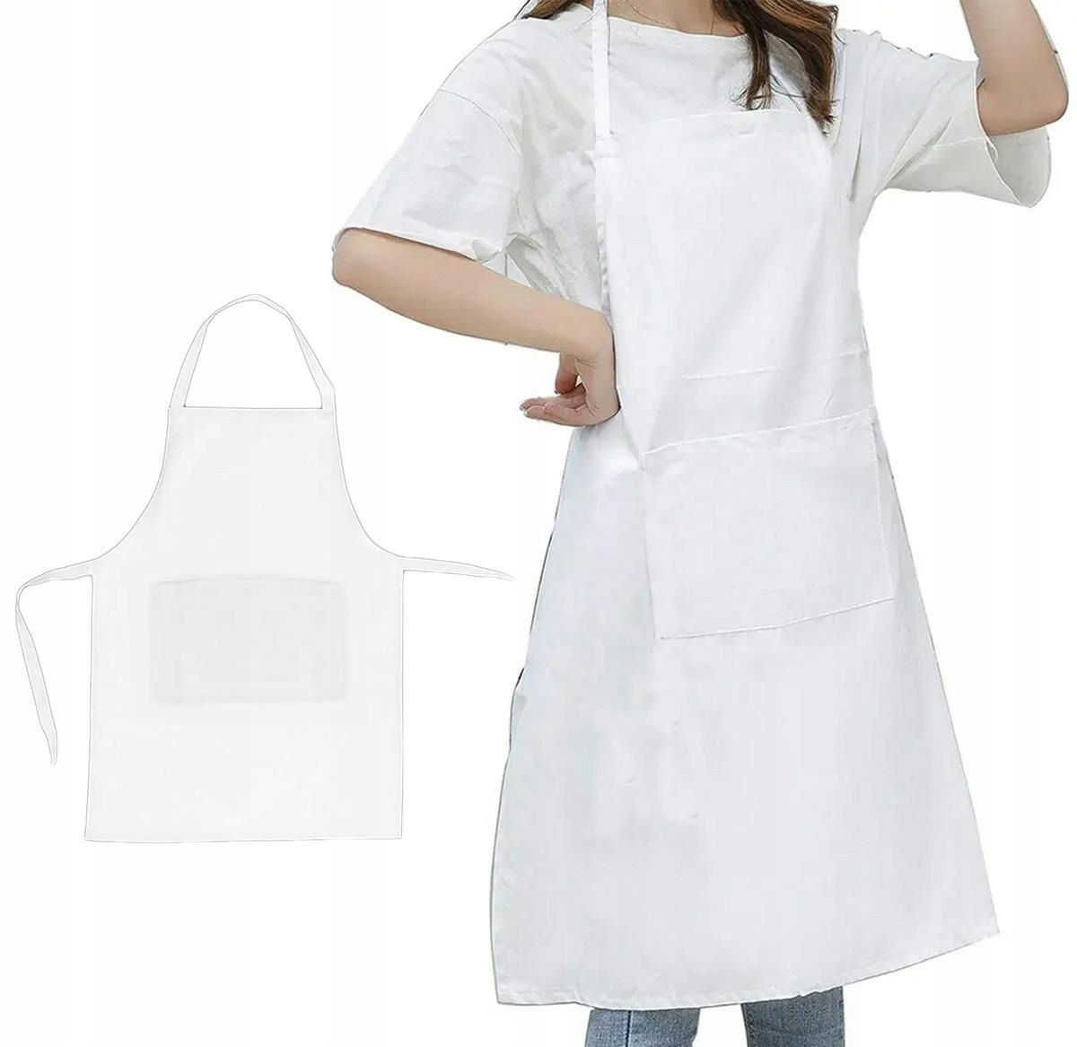 Wodoodporny Fartuch Kuchenny Ochronny Fartuszek Gastronomiczny Biały