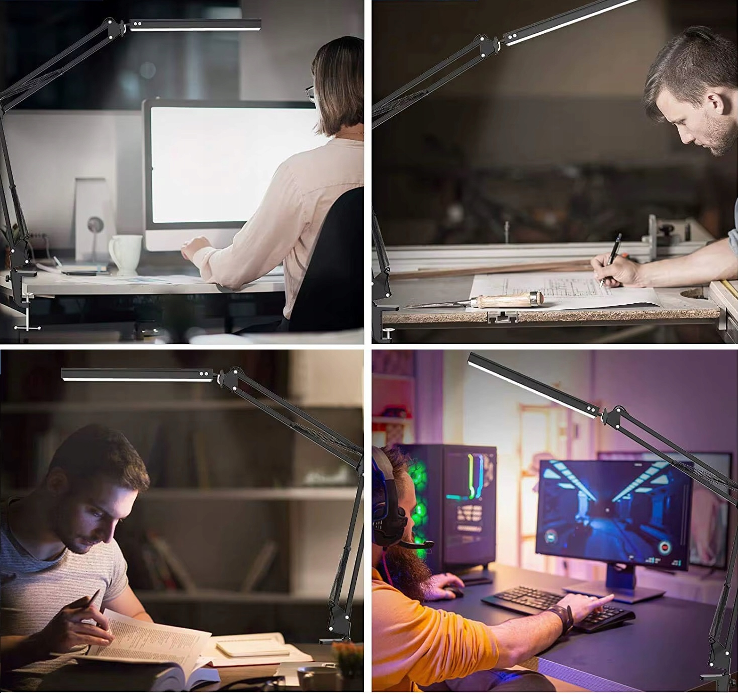 Lampka Biurkowa Led Na Biurko Szkolna Lampa Kreślarska Podstawka Uchwyt 2w1