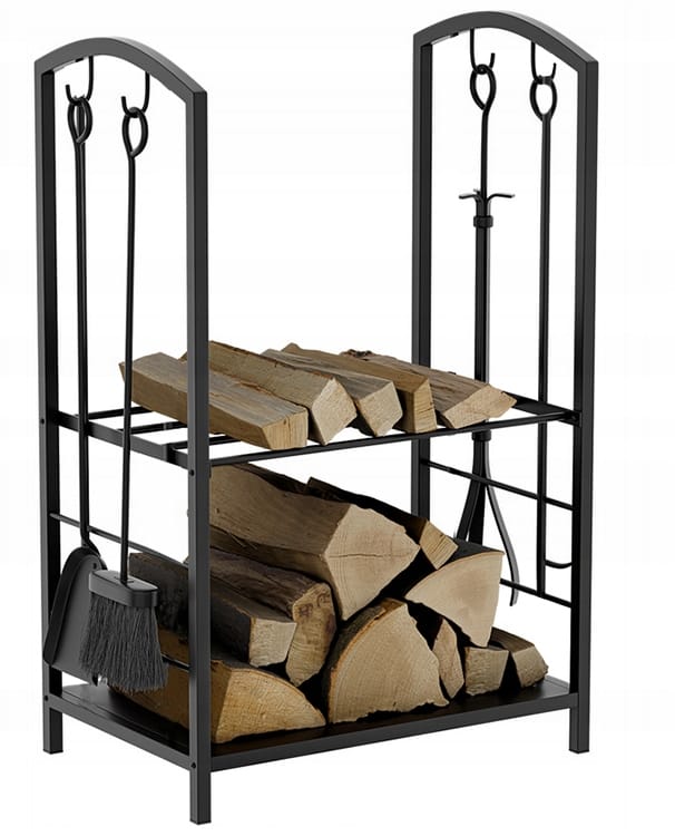 Stojak Na Drewno Kominka Kominkowe Akcesoria Przybory Kosz Metalowy Zestaw