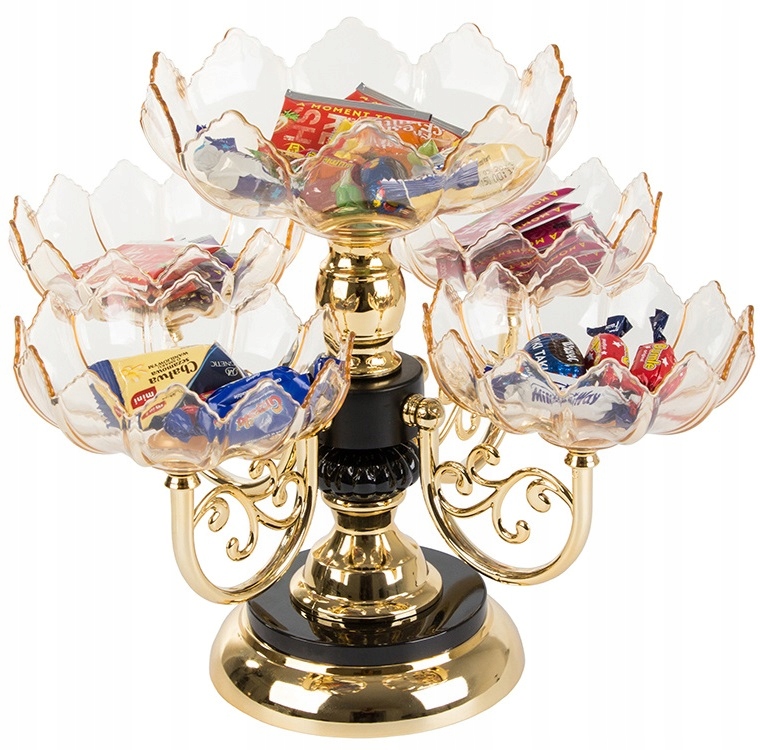 Piętrowa Patera Na Ciasto Owoce Słodycze Obrotowa Ozdobna Orientalna Złota