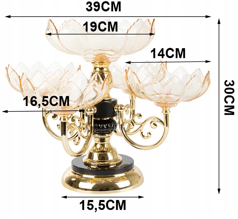 Piętrowa Patera Na Ciasto Owoce Słodycze Obrotowa Ozdobna Orientalna Złota