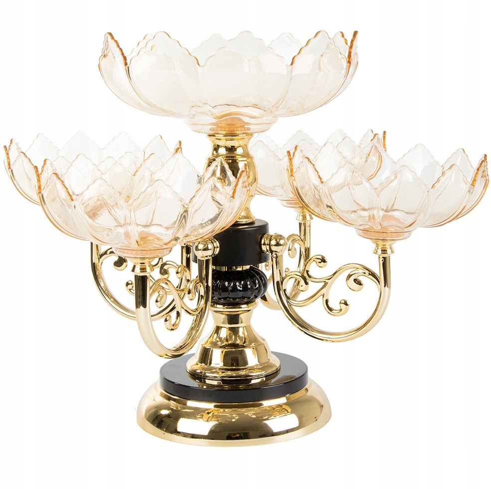 Piętrowa Patera Na Ciasto Owoce Słodycze Obrotowa Ozdobna Orientalna Złota