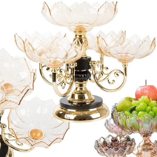 Piętrowa Patera Na Ciasto Owoce Słodycze Obrotowa Ozdobna Orientalna Złota