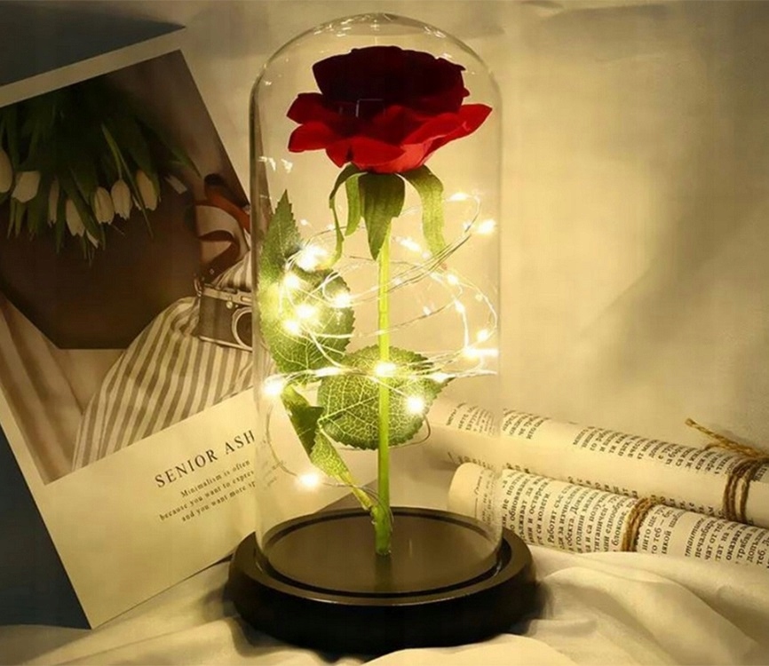Wieczna Róża W Szkle Led Świecąca Pomysł Na Prezent Walentynki Dzień Kobiet