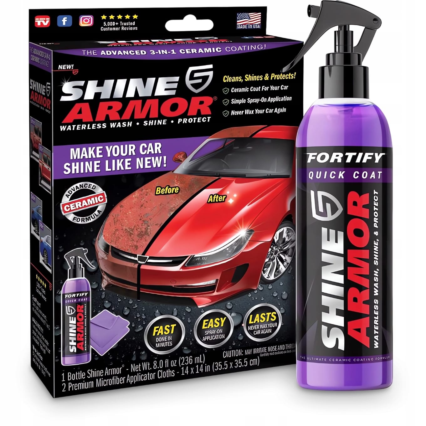 3w1 Polimerowo Ceramiczna Ochrona Lakieru Shine Armor Wosk Ceramiczny Wax