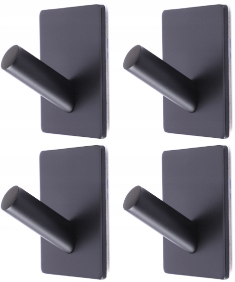 4 X Wieszaki Samoprzylepne Haczyki Uchwyty Łazienkowe Metalowe Czarne 4szt