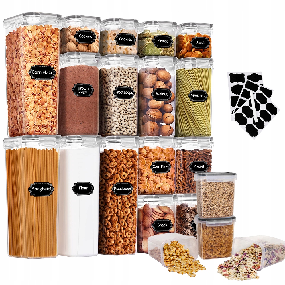 24x Pojemniki Na Żywność Organizer Zestaw Pojemnik 2,8l 2l 1,4l 0,8l Gratis