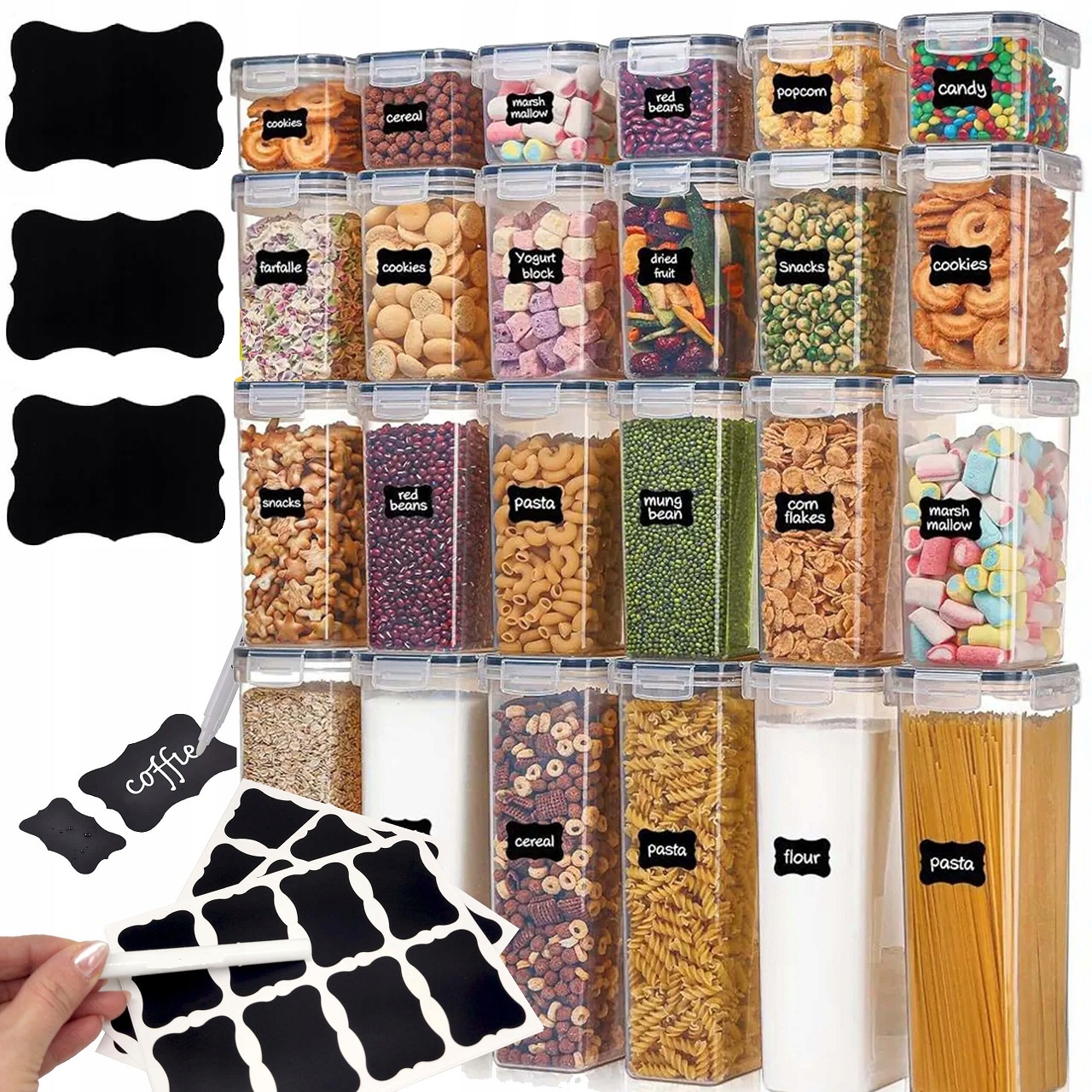 24x Pojemniki Na Żywność Organizer Zestaw Pojemnik 2,8l 2l 1,4l 0,8l Gratis