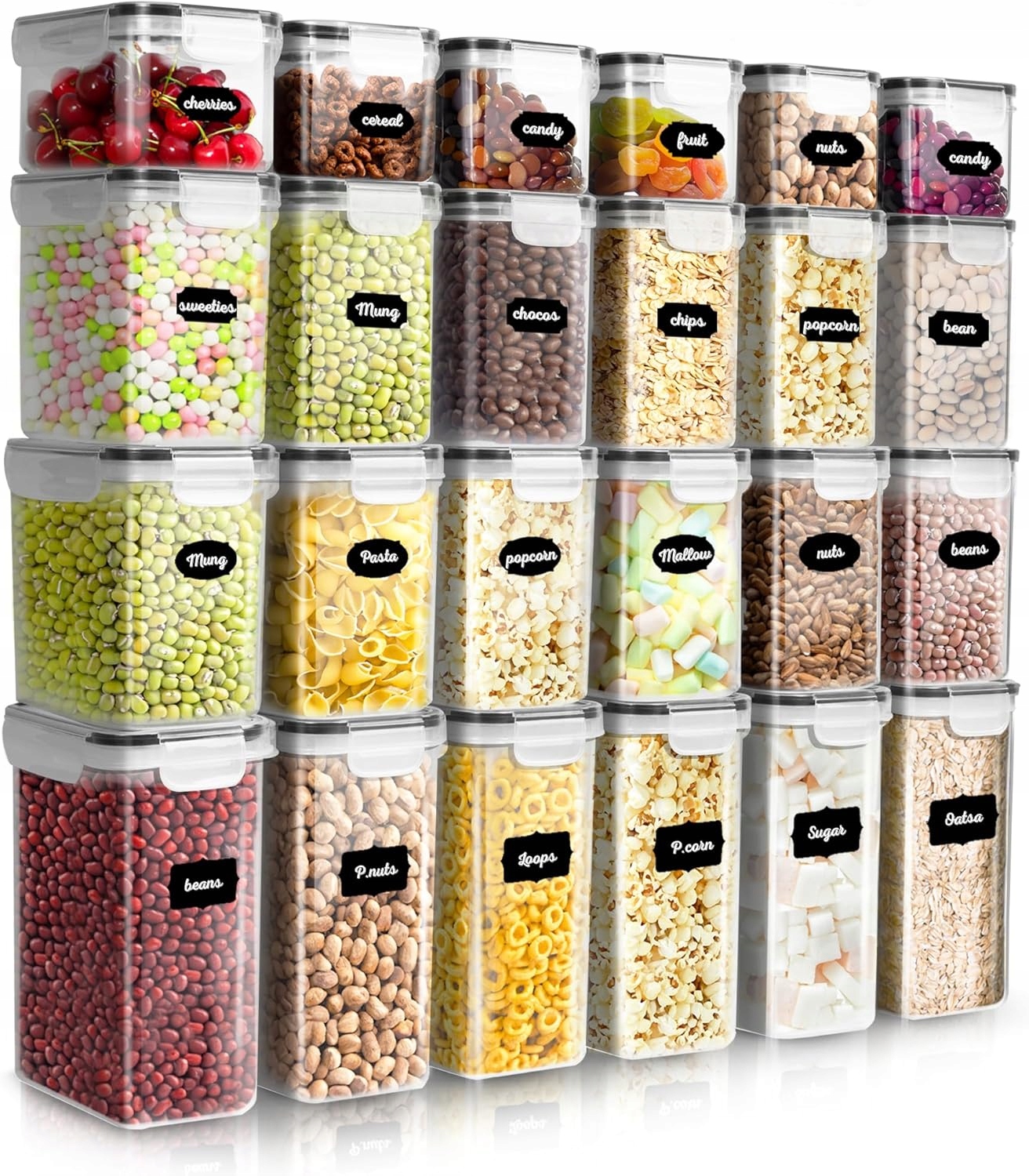 24x Pojemniki Na Żywność Organizer Zestaw Pojemnik 2,8l 2l 1,4l 0,8l Gratis