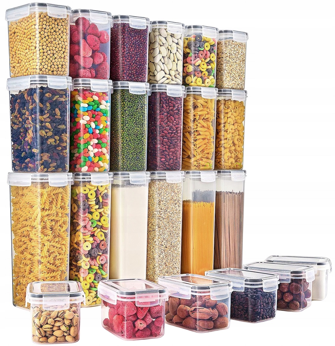 24x Pojemniki Na Żywność Organizer Zestaw Pojemnik 2,8l 2l 1,4l 0,8l Gratis