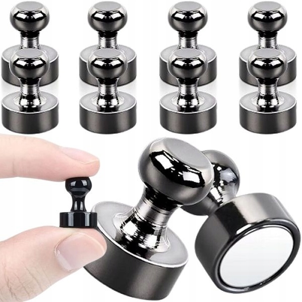 Magnes Na Lodówkę Neodymowy Do Tablicy Pinezka Magnesy Neodymowe Czarne X10