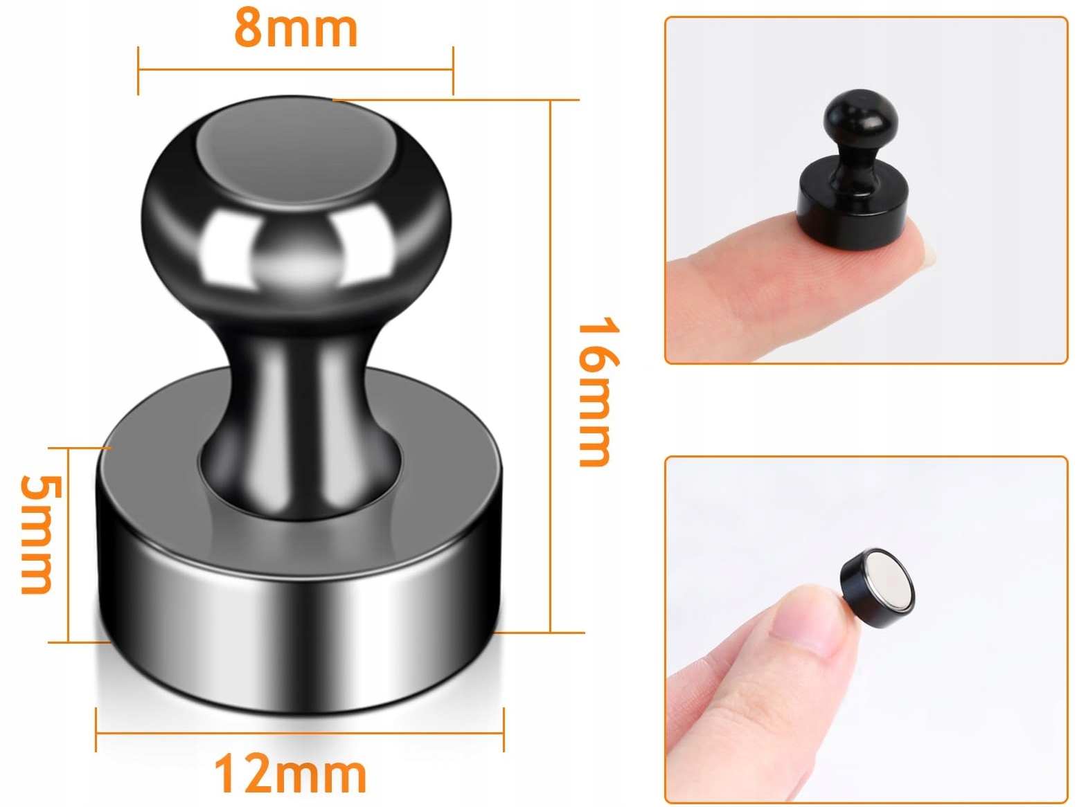 Magnes Na Lodówkę Neodymowy Do Tablicy Pinezka Magnesy Neodymowe Czarne X10