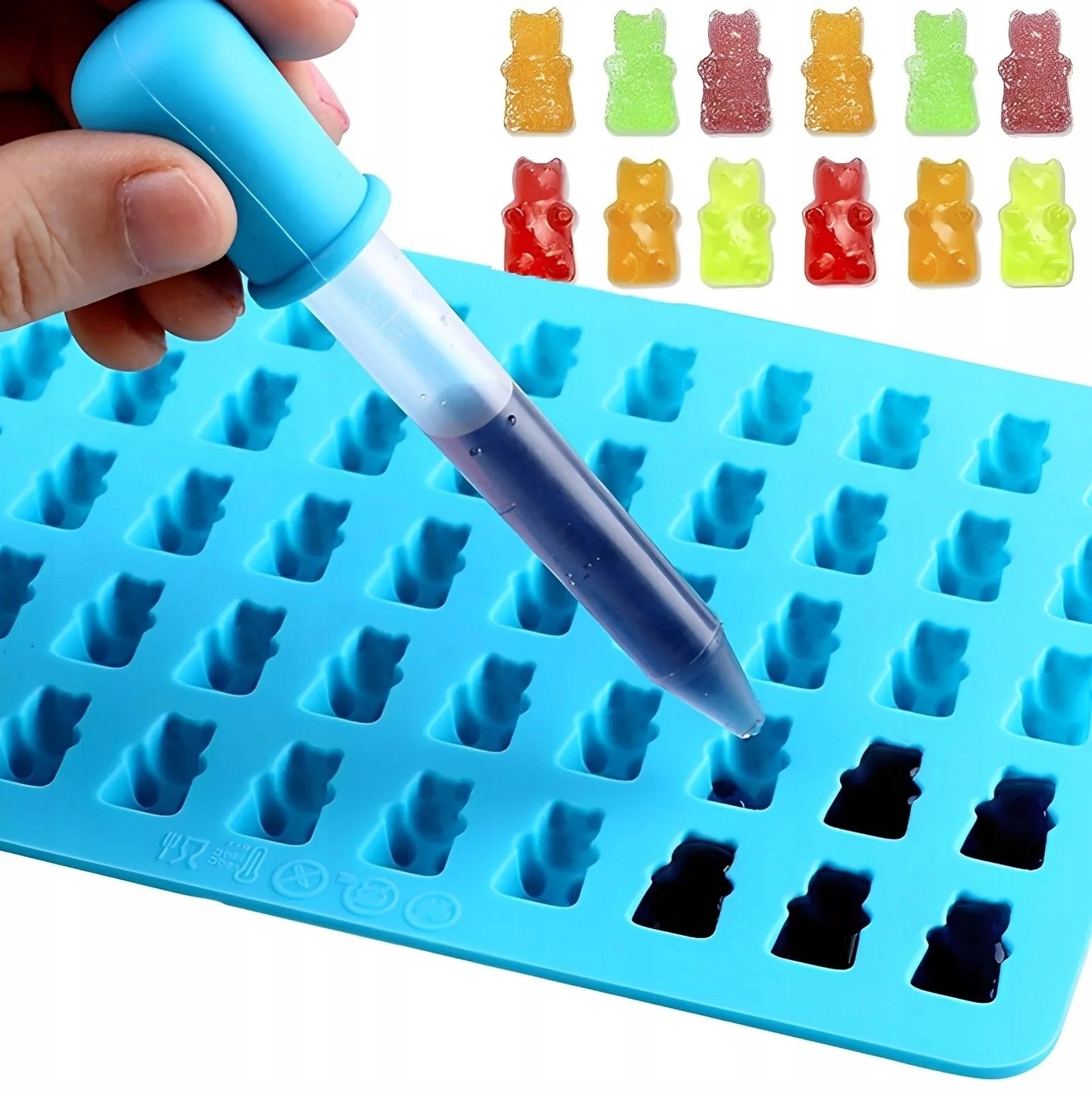 Foremka Silikonowa Na Żelki Misie Miśki Z Pipetą 50 Żelków Żelowe Misie