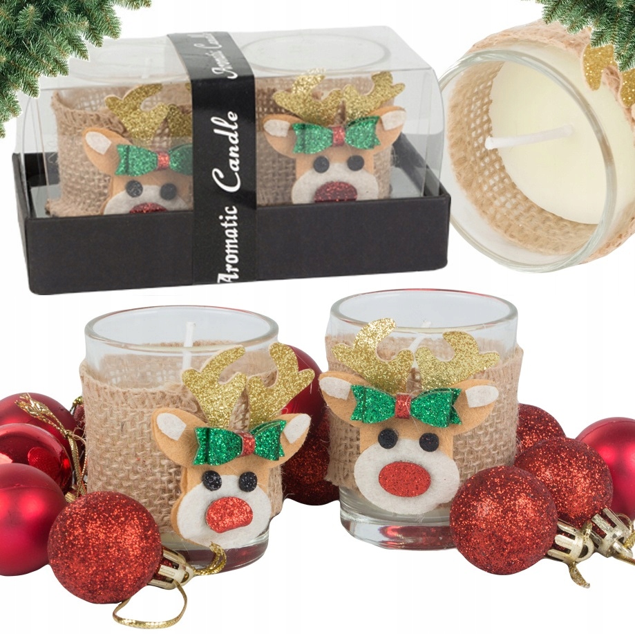 2x Świece Zapachowe W Szkle Świeczki Świeca Renifer Na Święta Prezent