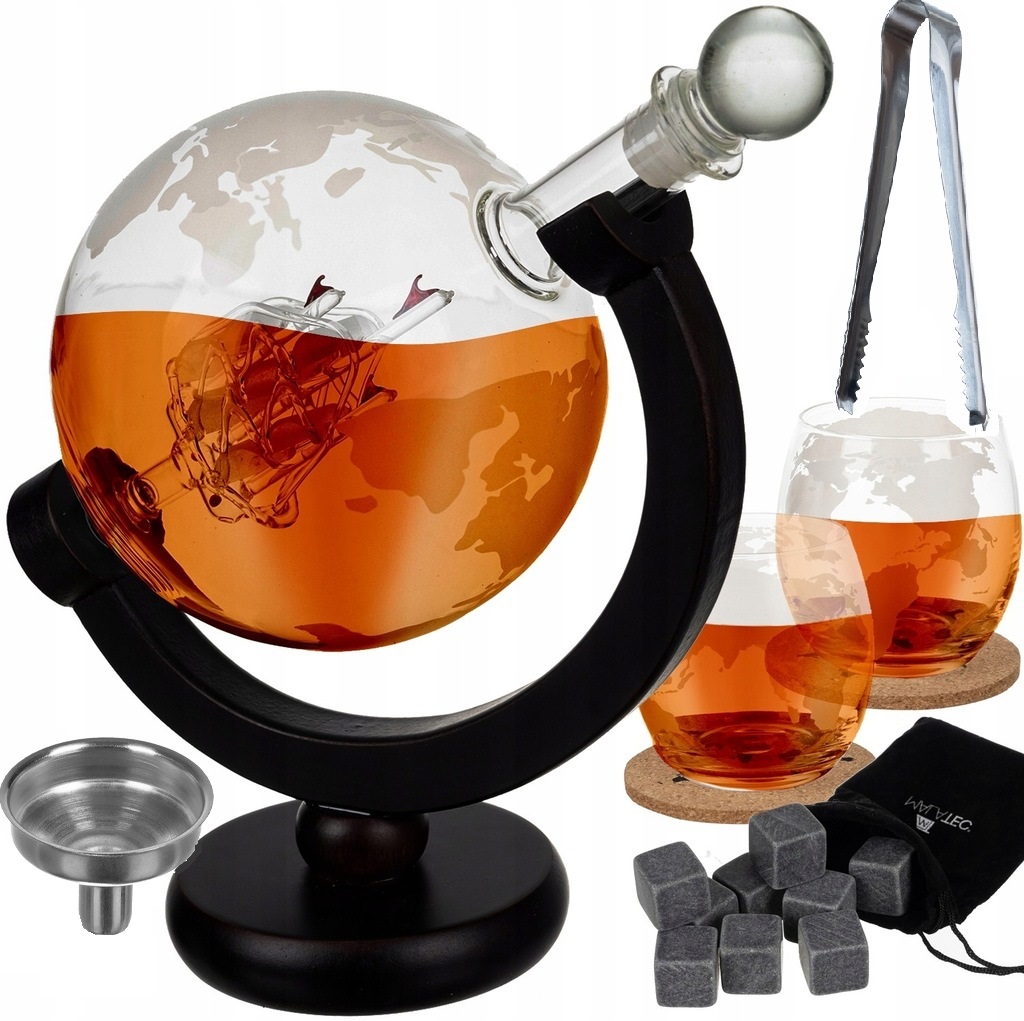 Zestaw Do Whisky Karafka Globus Szklanki Prestige Szklana Butelka Whiskey