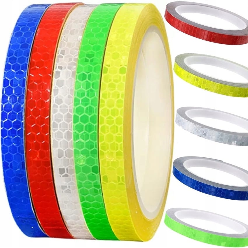 5x Taśma Odblasowa Samoprzylepna Odblask Naklejka Konturowa 1cm 8m 5 Sztuk