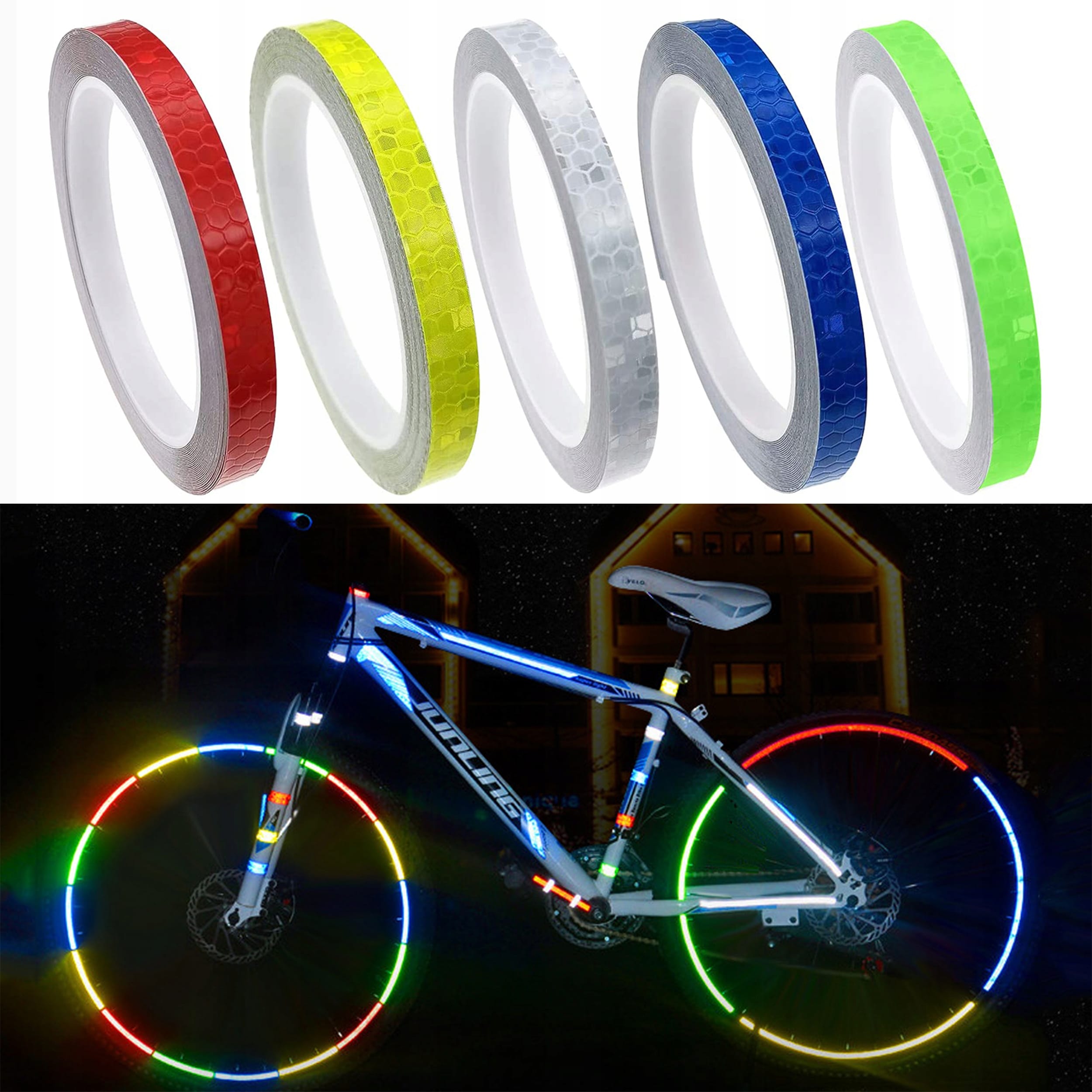 5x Taśma Odblasowa Samoprzylepna Odblask Naklejka Konturowa 1cm 8m 5 Sztuk